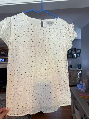 Hayden Cream Eyelet Blouse with Yellow & Black Floral Dots